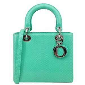 Christian Dior  Lady Medium Dior Python Leather Shoulder Bag Green